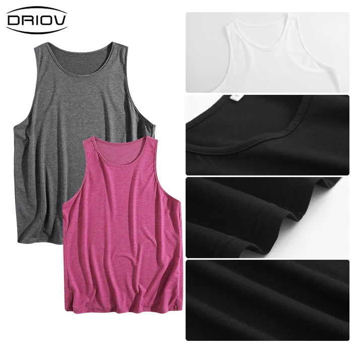 Mens Oversized Sleeveless 180gsm Tank Top Casual Breathable Cotton Blend Workout Gym Shirt for Men