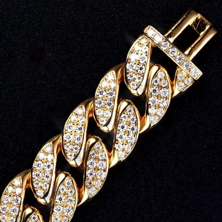 Custom Private Label 925 Sterling Silver Full Iced Moissanite Miami Cuban Bracelet Custom Spec Designer Hip Hop Jewelry