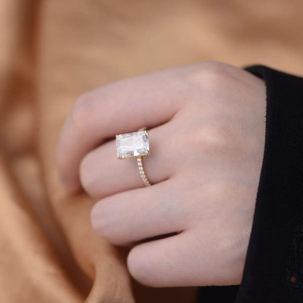 Manufacturer Latest Wholesale 14K Gold Plated Silver Ring 925 Sterling Jewelry Ice Zircon Wedding Engagement Rings Jewelry Women
