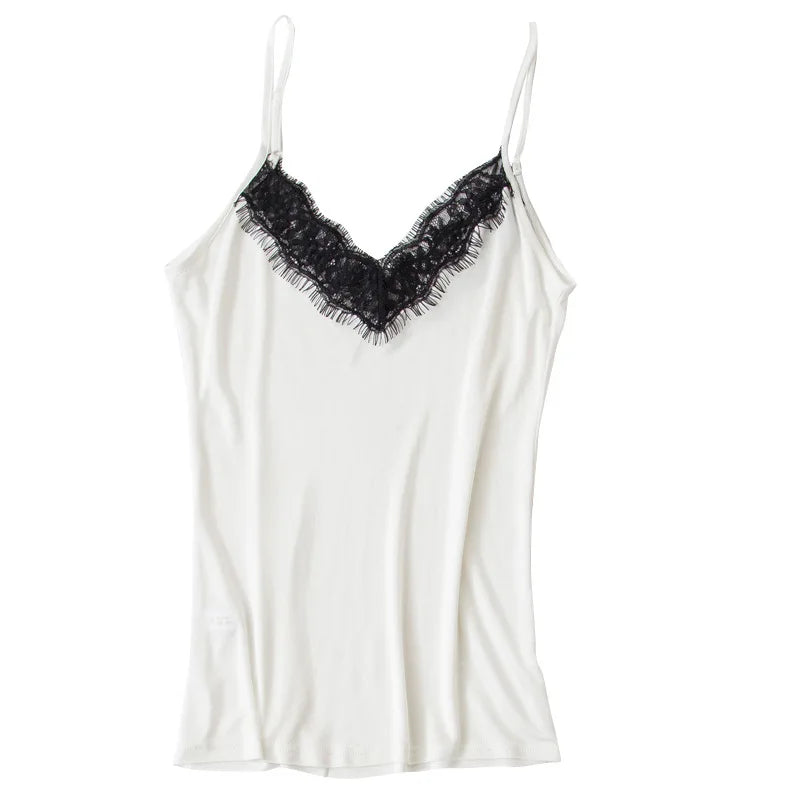 SuyaDream Women Silk Camis 30% Natural silk and lace Camisoles V neck Bottoming Shirt Black Purple White 2026 New Summer TOP