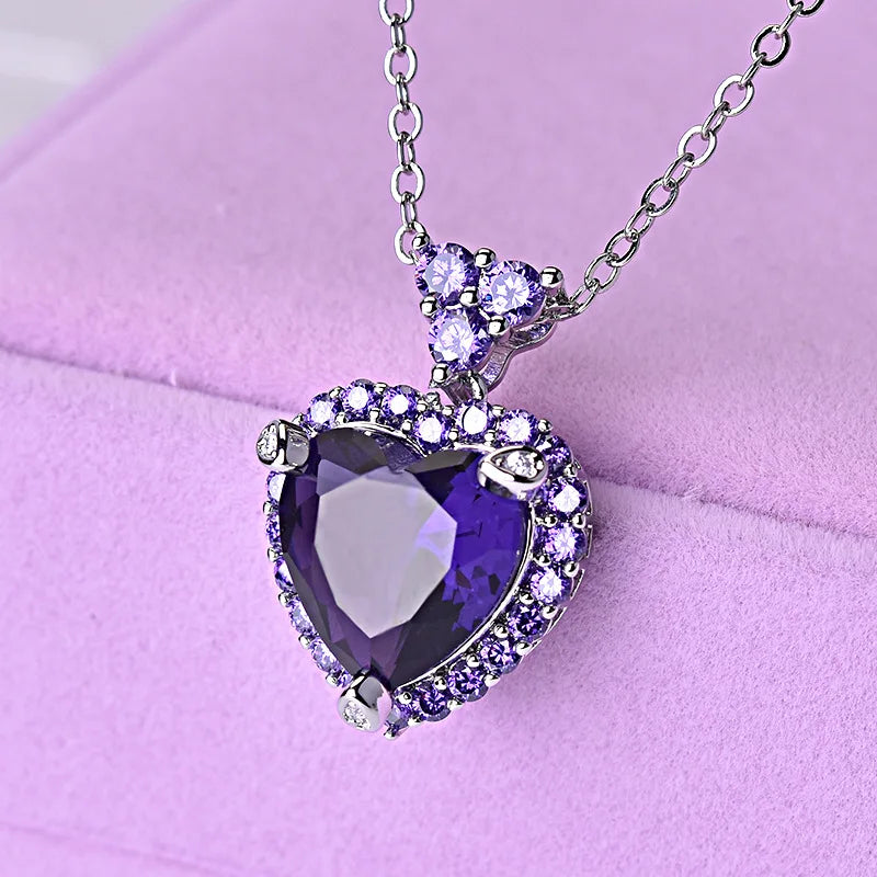 100% 925 Sterling Silver Chain 45cm Necklace Natural Amethyst Topaz Pendant Beautiful Women Gemstone Wedding Bizuteria Pendant