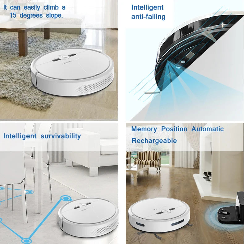 Intelligent 3-in-1 Mobile Phone Controlled Sweeping Robot with High Suction Scanning Wet Dry Functions for Hotels Restaurants