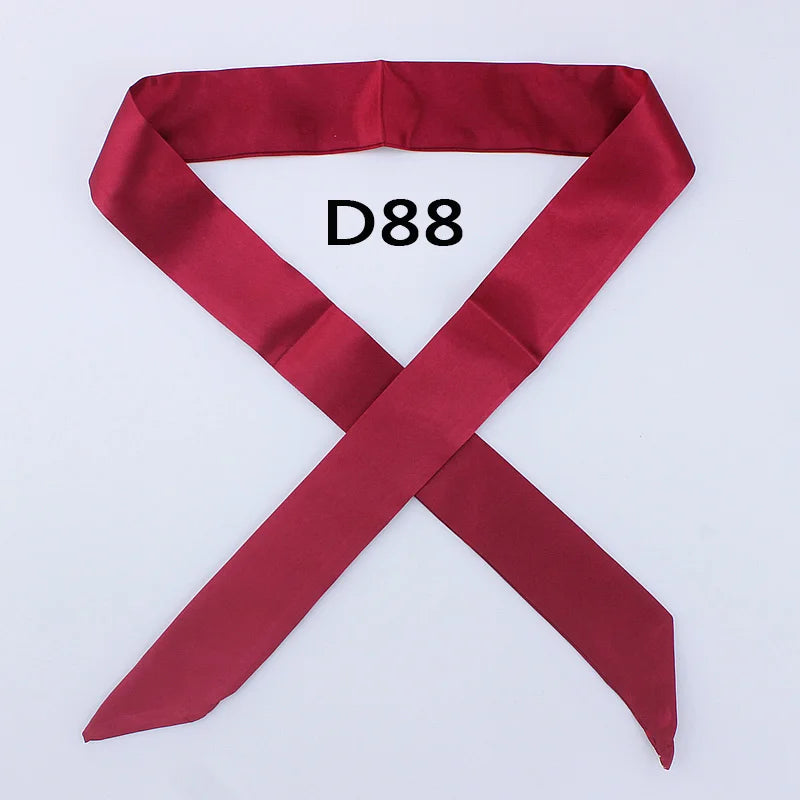 Hot Fashion New Twill Emulation Silk Solid Bag Scarf Women Small Scarf Ribbon Handbag Hair Long Shawl Bandana Luxury Head Scarf