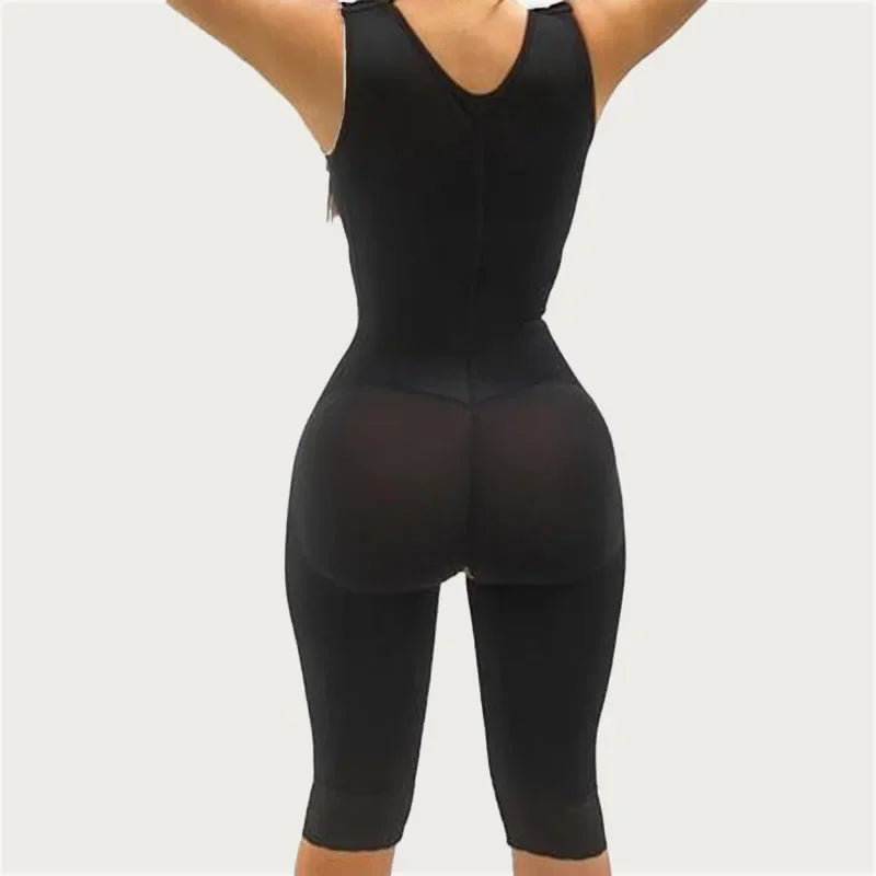 1pcs Logo Sleeveless Knee Length Shapewear Braless Wide Shoulder Straps Butt-Lifting Bodysuit for Women Tummy Control