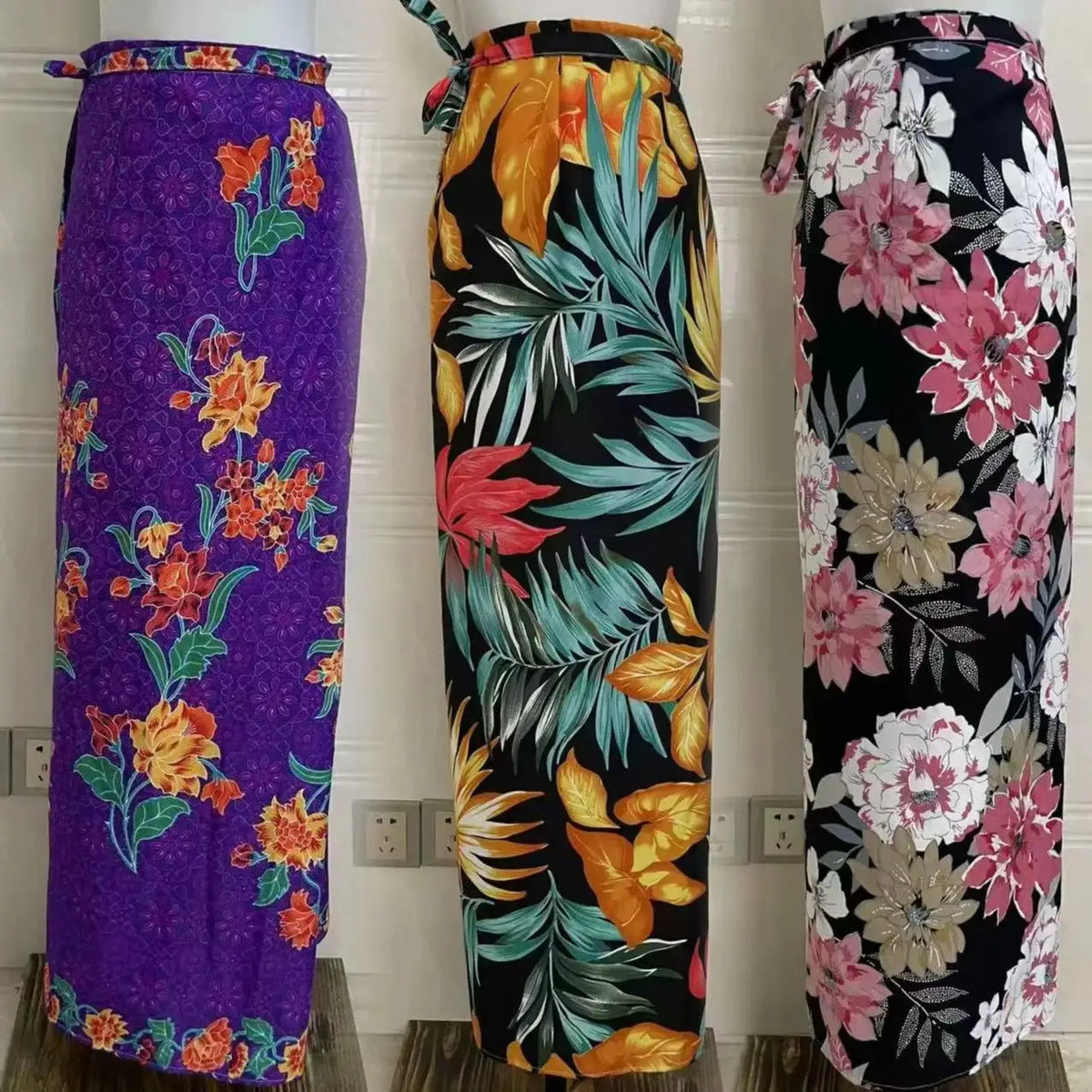 Factory Cheap Price Sarong Batik Lungi Polyester Thai Print Peach Skin Fabric