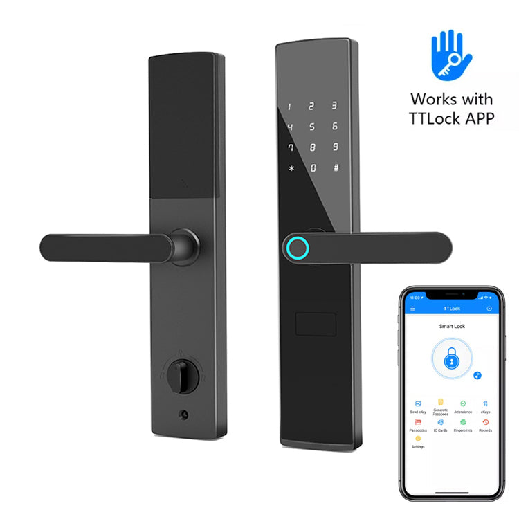 TTlock APP Tuya Ble Wifi Material Smart Lock Door Card Key Apartment Intelligent Good Quality Aluminium Alloy Black Door Lock