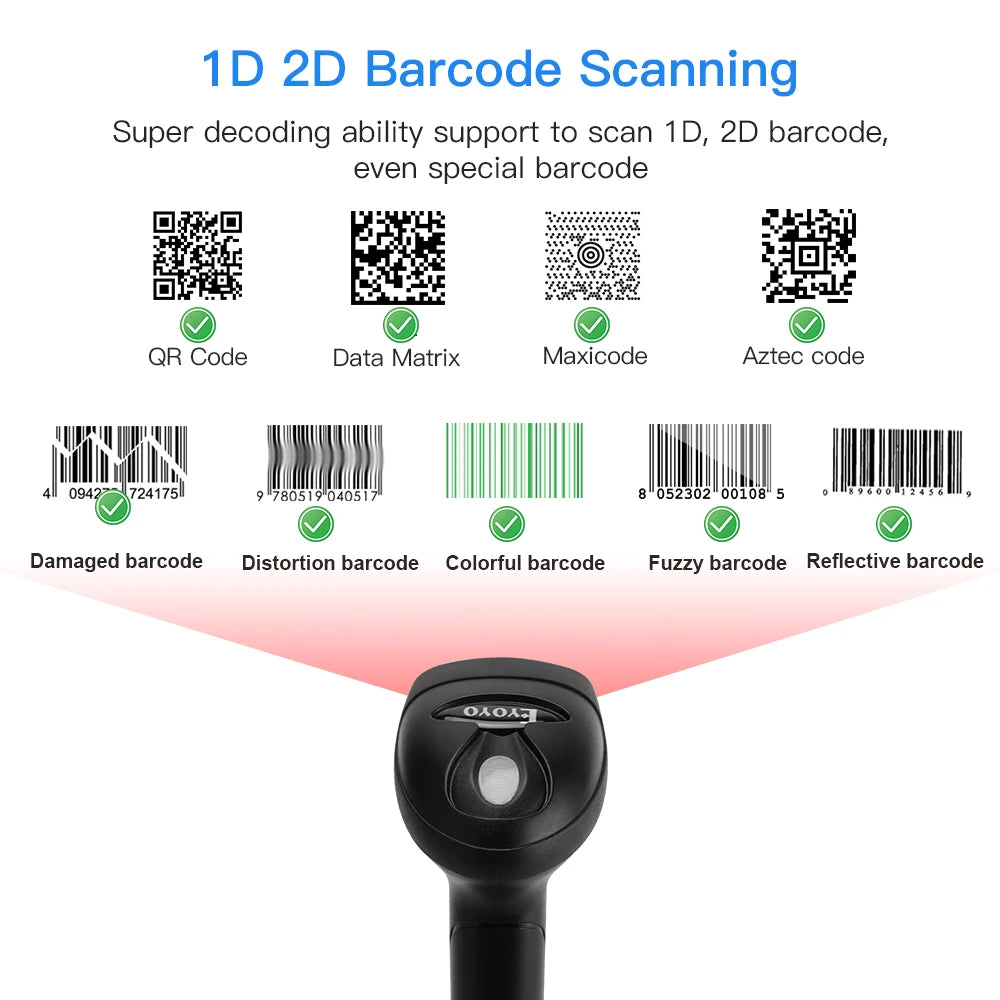 Eyoyo Wired QR 2D Barcode Scanner Handheld USB Wired Bar Codes Reader CCD Data Matrix Bar Code Image Automatic Scanner BARCOD