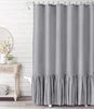 Beige 72x72 Inch French Country Linen Blend Ruffle Shower Curtain for Bathroom