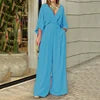 S-3XL Elegant Winter Women's Clothing Fashionable Solid Color Short Sleeved Casual V-neck European and American Style Jumpsuit