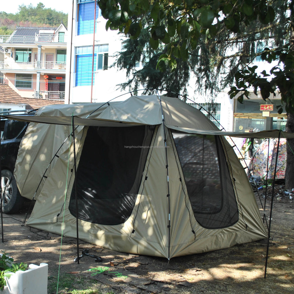 6-Person Size Car Rear Tent with Four Large Window Car Tailgate Tent Back SUV Tent with Large Awning, 6 Person Trunk Tent