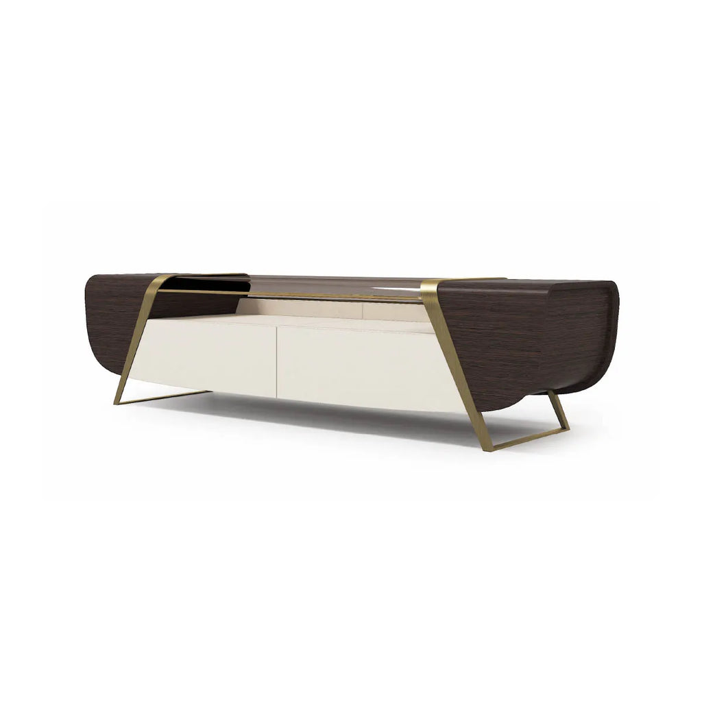Italian Modern Living Room Furniture Set with Stainless Steel TV Cabinet Wood Marble Table TV Stands Feature Storage