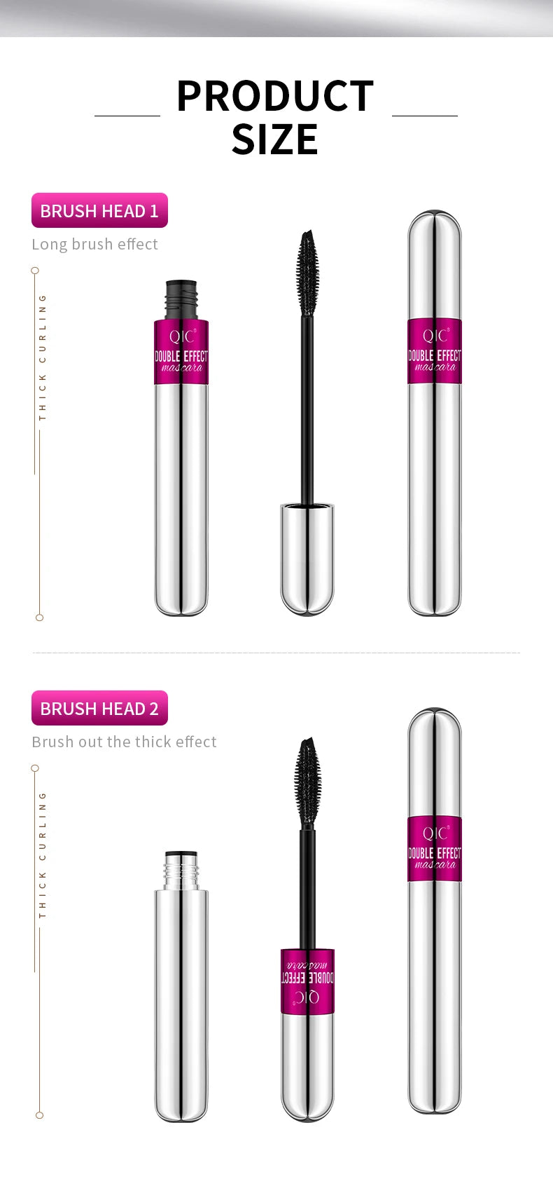 QIC 4D Silk Fiber Lash Mascara 2 in 1 Thrive Mascara Makeup Waterproof Lengthening Thickening Mascara VIBELY 4D
