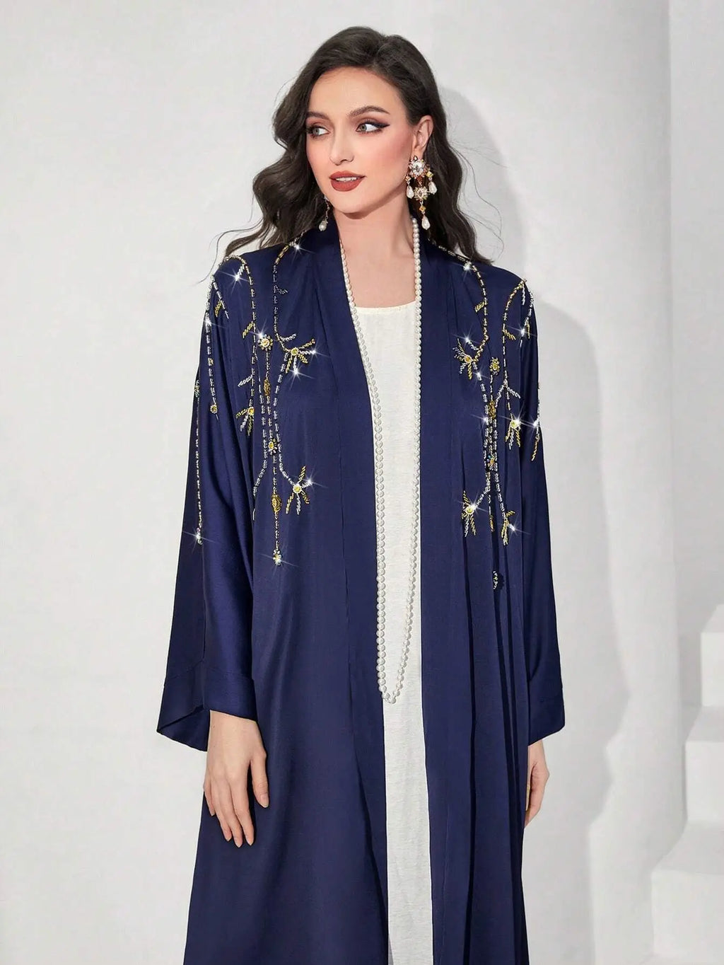 Beaded Elegant Maxi Dresses Dubai Turkish Abaya Women Muslim Dress 2024 Dubai Modest