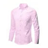 Men 2024 Spring Summer Suit Solid Color Lapel White Shirts Long Sleeve Button Down Business Formal Professional Slim Black Shirt