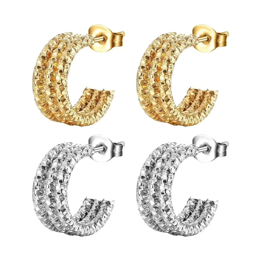 Showfay Women Fashion Multi Layer C Shaped Trend Unique Elegant Hoop Earring