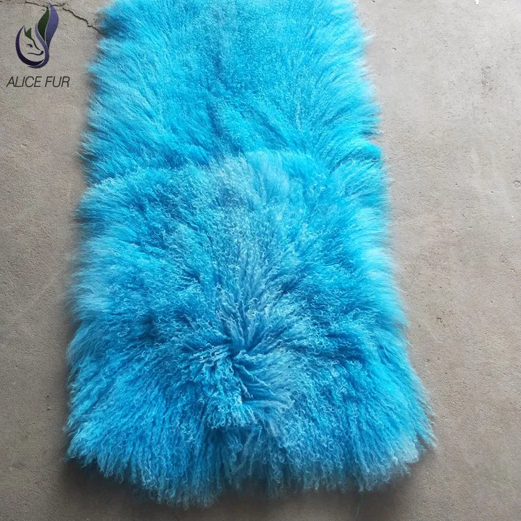Natural Raw Mongolian Sheep Fur Blanket Garment with Long Curly Hair
