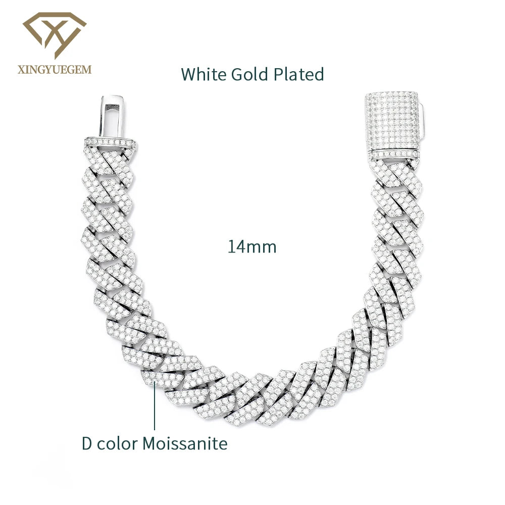 Gra Certified 8-20mm Luxury Hip Hop Jewelry 925 Silver Mens Iced Out Vvs Diamond Mossanite Moissanite Cuban Link Chain Bracelet