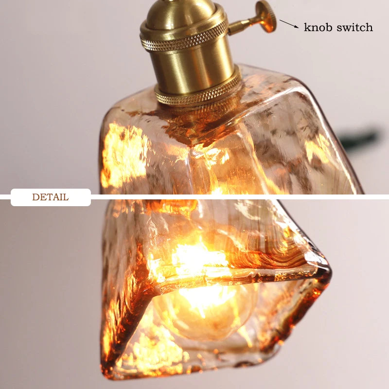 Modern Brass Glass Pendant Lamp - Kitchen Island Hanging Chandelier for Dining Room, Living Room & Bedroom Ceiling Lighting