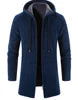 Liu Ming Men's Thick Warm Fleece Cardigan Winter Trending Casual Windbreaker Jackets with Zipper Closure Knitted Sweater Hooded