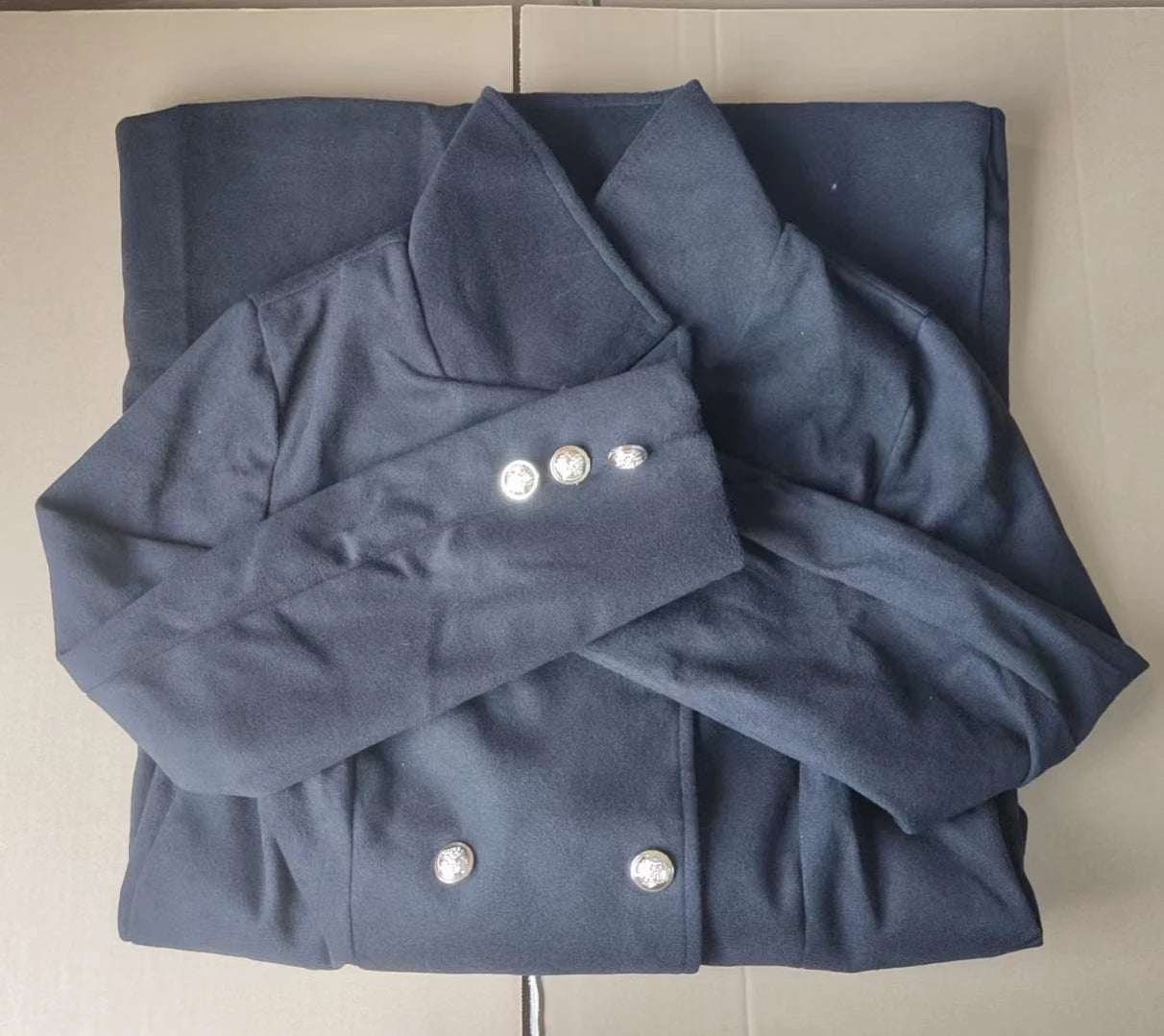 S-3XL Autumn and Winter Woolen Coat Ladies Woolen Coat Lapel Long Sleeve Double Breasted Coat Wholesale