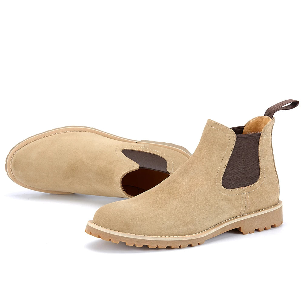 High Quality Classic British Chelsea Boots Cow Suede Chelsea Shoes Men's New Boots Leather High Top Short Boots for Men