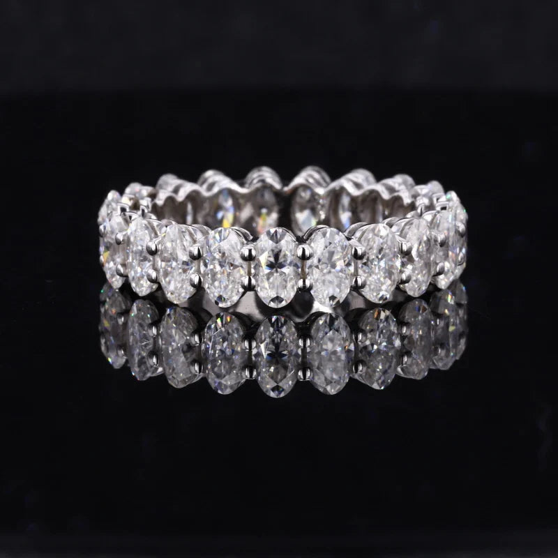 Starsgem Moissanite Y Diamante Anillo comfort Fit Band Rings Stargem Full Eternity Oval Moissanite Eternity Band