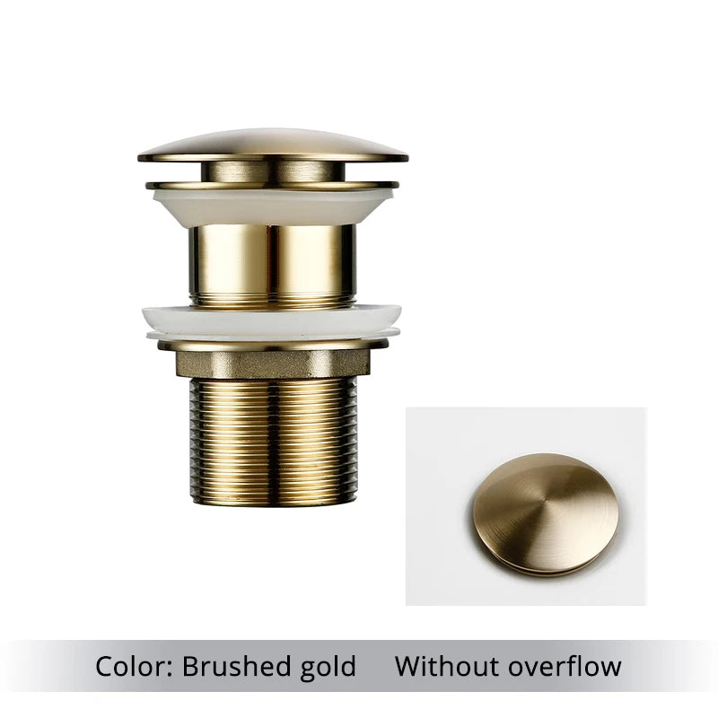 Bathroom Basin Gunmetal Pop-Up Drain Waste Stopper Sink Accessories Solid Support Round Bathtub Brass Flush Drain