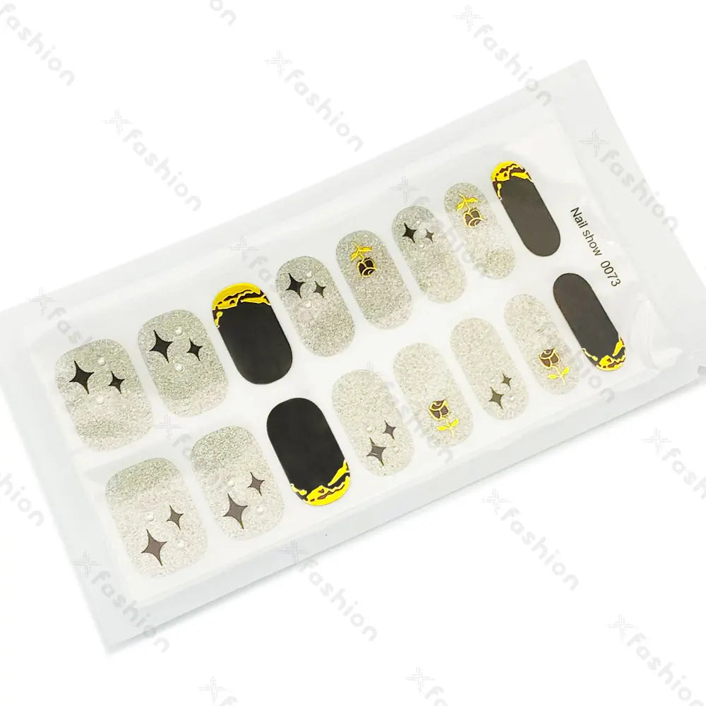 Hot Sale 16 Tips Solid Color Semi-Cured Gel Nail Stickers UV Light Durable Waterproof Long-Lasting Gel Nail Stickers Wholesale