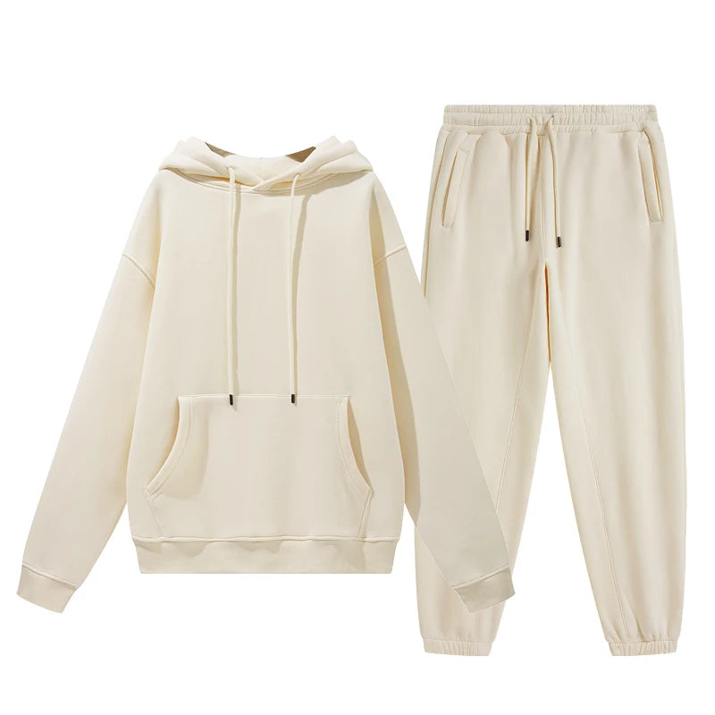 Wholesale Organic Cotton Sweatpants and Hoodie Set Custom Sweat Suits Casual Unisex Tracksuit