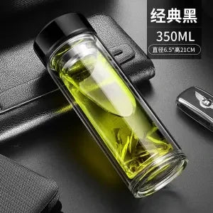 300ml Commercial Double High Temperature Borosilicate Glass Teapot DIY Sports Bottle Stainless Steel Filter Thermos