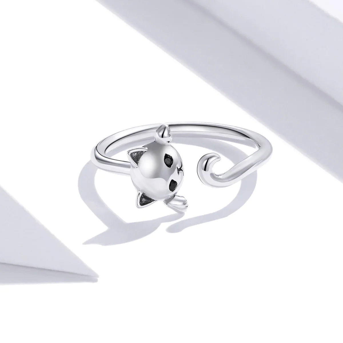 Hot Sale 925 Sterling Silver Original Cute Cat Ring Adjustable Size Rings Finger for Women Elegant Silver Jewelry SCR707