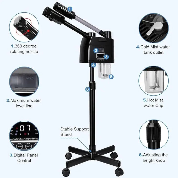 Hot & Cold Facial Spa Face Steamer Beauty Skin Care Professional Facial Steamer Salon Equipment