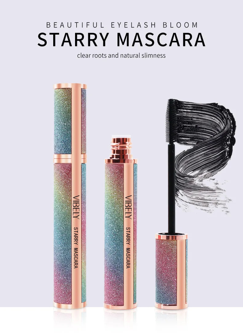 QIC 4D Silk Fiber Lash Mascara 2 in 1 Thrive Mascara Makeup Waterproof Lengthening Thickening Mascara VIBELY 4D