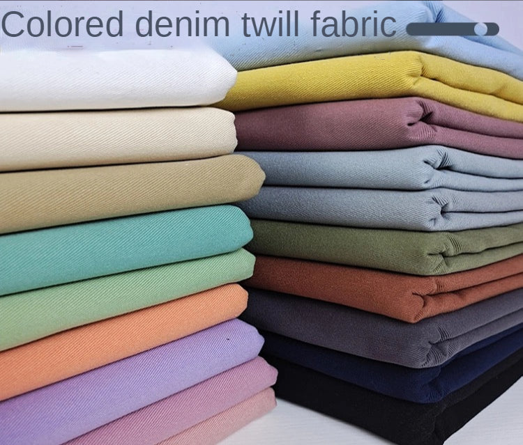 Denim Fabric By The Meter for Sewing Jeans Clothing Coats Dresses Thickened Colored Twill Cotton Handmade Cloth Plain Black Blue