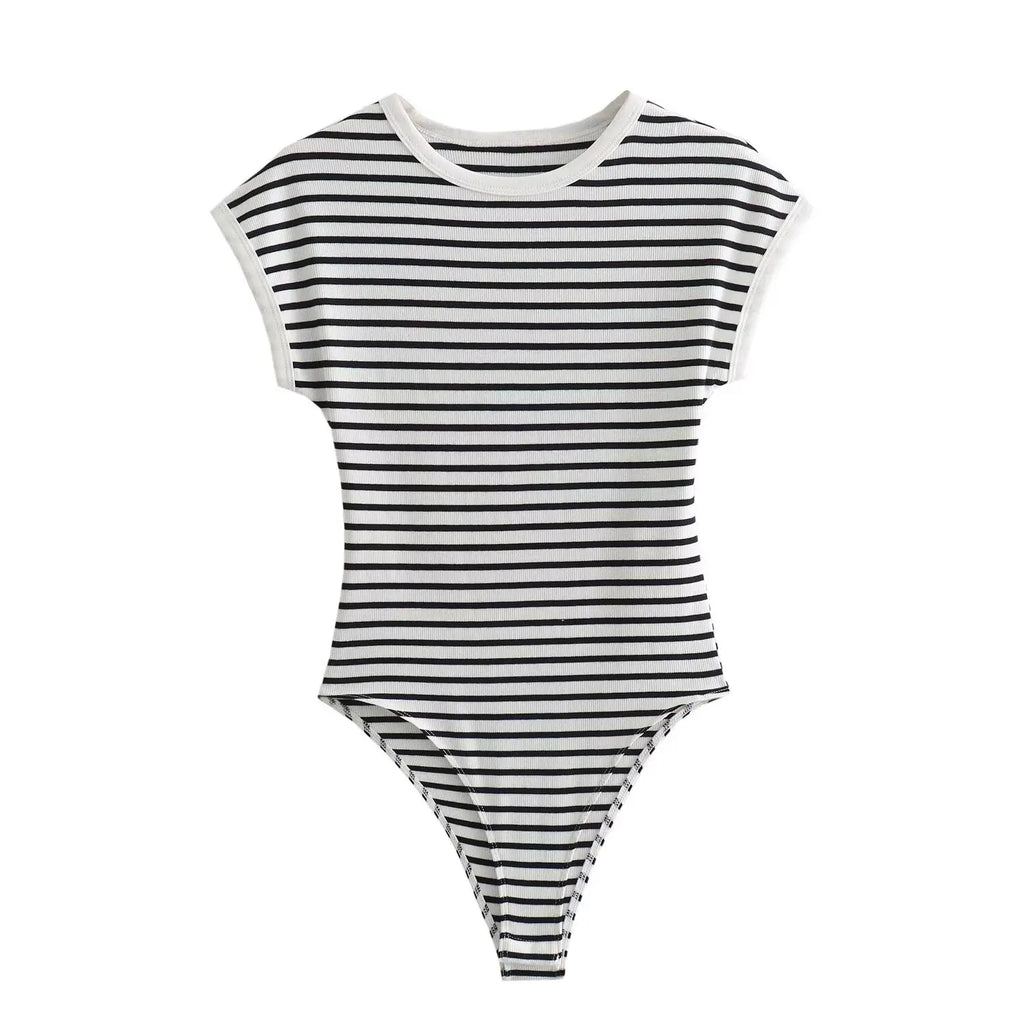 PB&ZA Women 2024 Summer New Fashion Screw Thread Jumpsuits Vintage Short Sleeve Female Playsuits Mujer