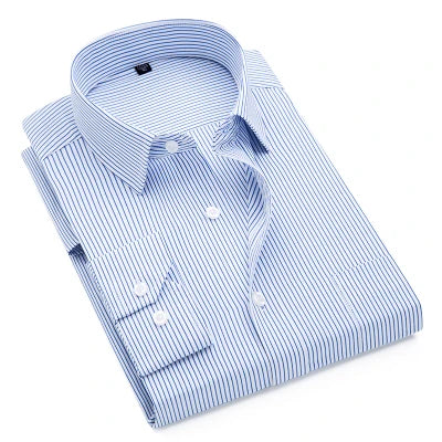Brand New Men Shirt Male Dress Shirts Striped Men's Casual Long Sleeve Business Formal Plaid Shirt camisa social