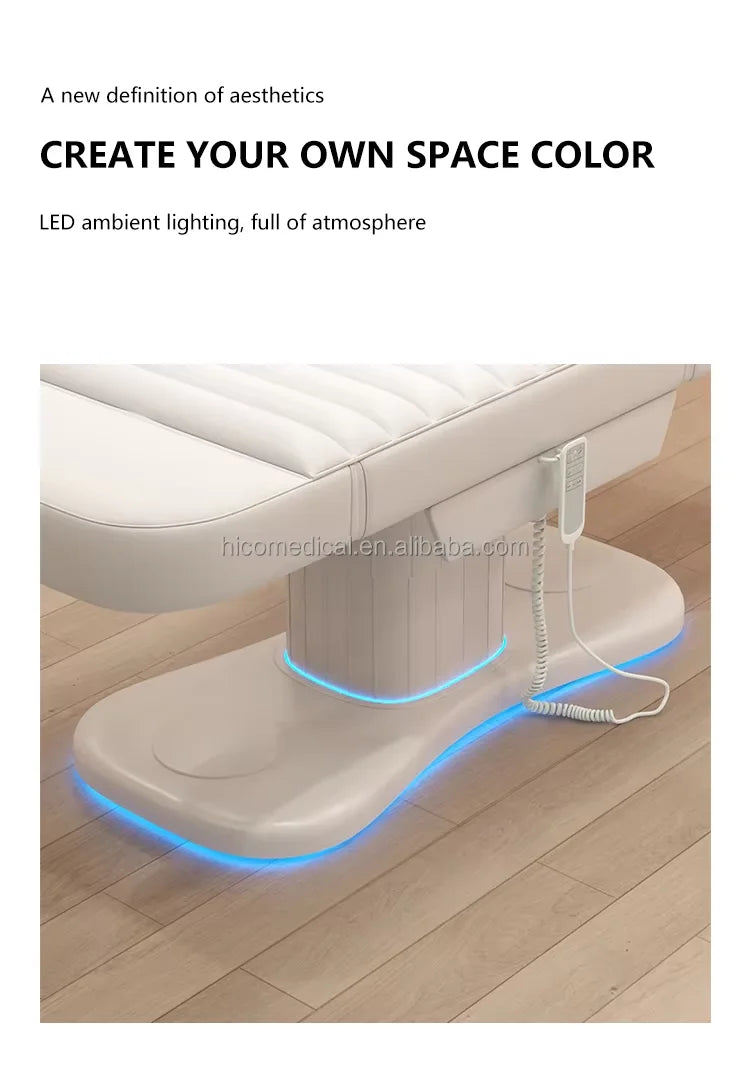 HICOMED Wholesale PU Leather 3 Motors Electric Healthy Club Tattoo Massage Table Adjustable Facial Eyelash Salon Spa Beauty Bed