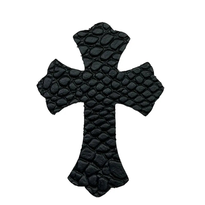 4.5*6.5cm Sheepskin Leather Patch With Cross Shaped Leather Label Genuine Leather DIY With Multiple Colors-106-182