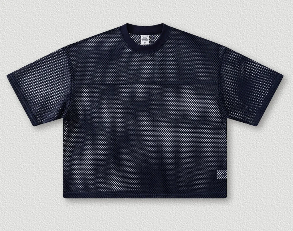 Crew Neck Mesh Jersey T-shirt Outdoor Oversize 240gsm T-Shirts Street Style Soccer Mesh Blank Printing Customized