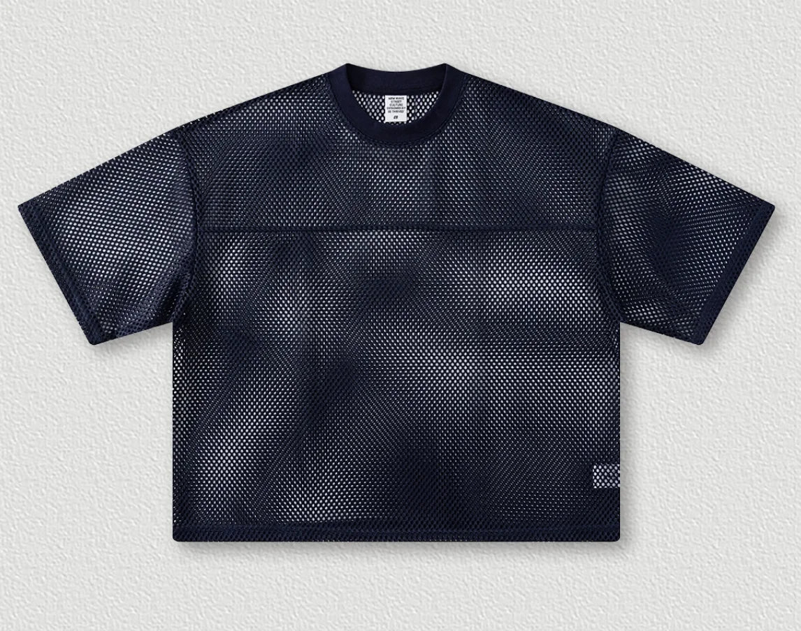 Crew Neck Mesh Jersey T-shirt Outdoor Oversize 240gsm T-Shirts Street Style Soccer Mesh Blank Printing Customized