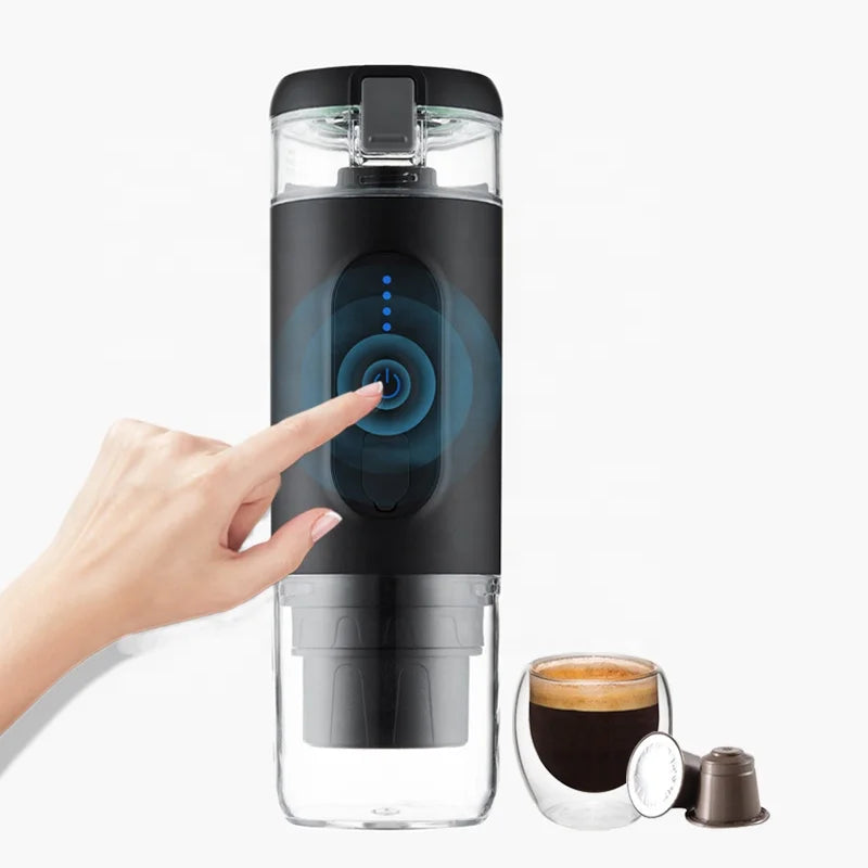 12V Battery-Powered Portable Car Espresso Coffee Maker with Capsule System Hot Water Function for Outdoor RV Household Hotel Use