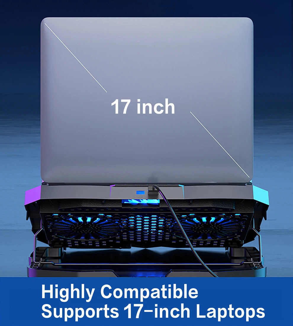 Gaming Laptop Cooling Pad with 4 Cooling Fans,Laptop Fan Cooler Pad for 17.3 Inch,Notebook Cooler Stand with 5 Height Adjustable