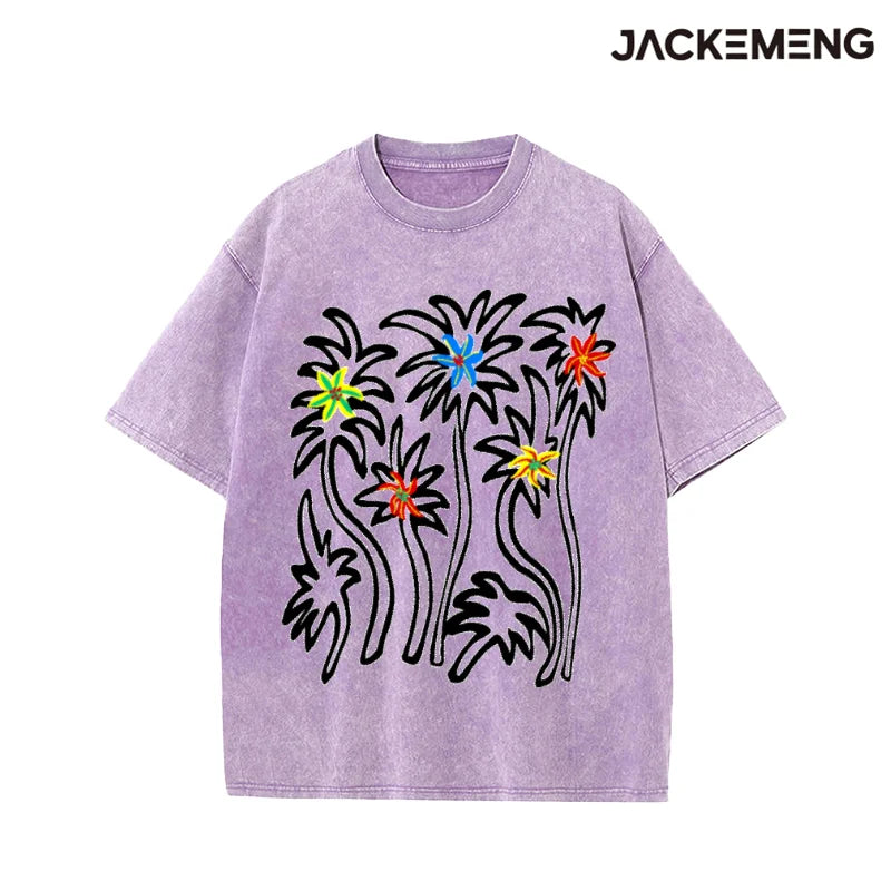 Oversized Vintage Tropical Streetwear Print Tshirt USA Stock Wholesale Y2K Casual Tee