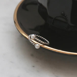JZ288 Retro Style  Silver Shell Pearl Open Rings for Women Vintage Jewelry Accessories Rings