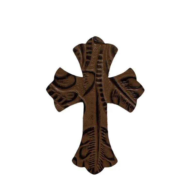 4.5*6.5cm Sheepskin Leather Patch With Cross Shaped Leather Label Genuine Leather DIY With Multiple Colors-106-182