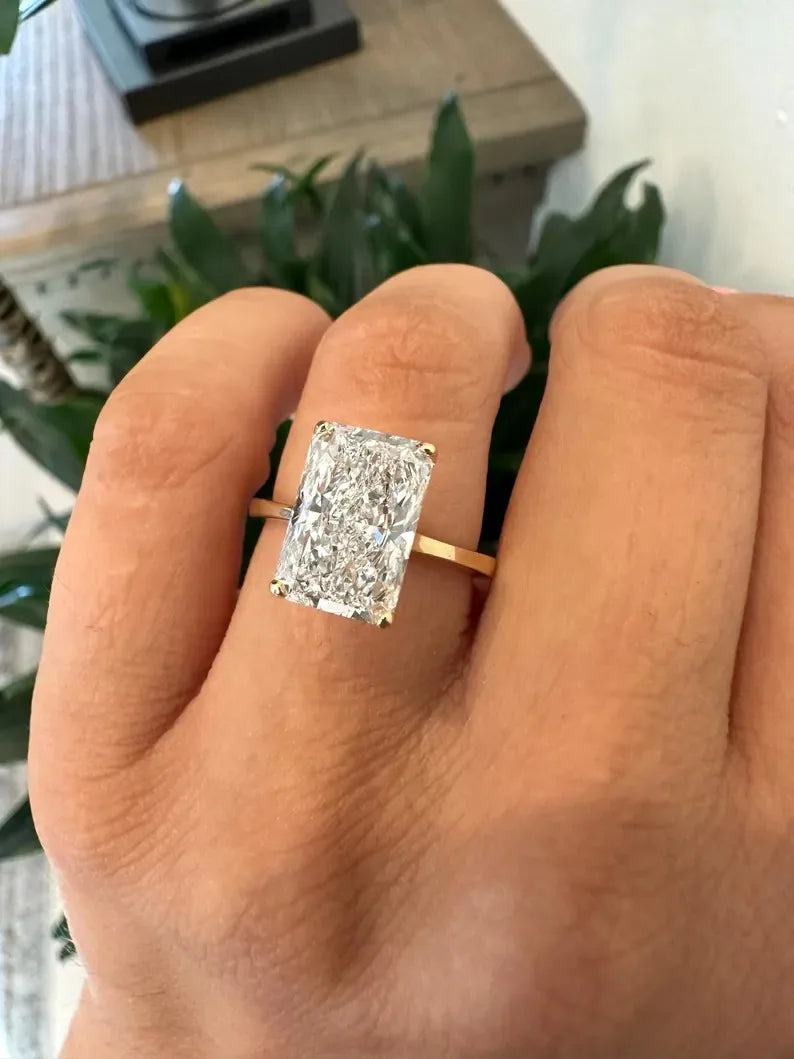 4 Carat Radiant Cut Lab Grown Diamond Engagement Ring IGI Certified Lab Created Diamond Ring