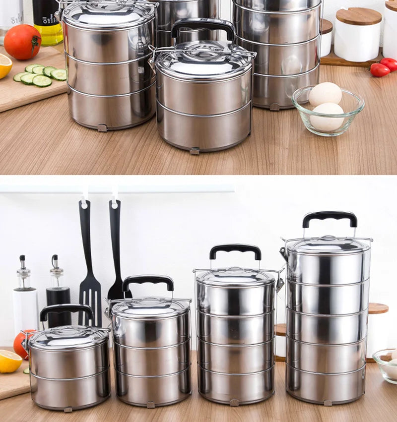 Multi-layer Stainless Steel Lunch Box Large Capacity Adult Camping Bento Box Kids Worker Portable Meal Food Containers BPA free