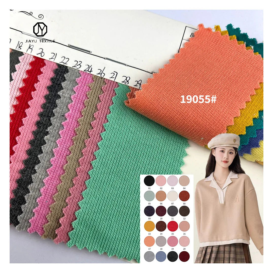 Manufacturers 60.4 Cotton 38 Polyester 1.6 Spandex Sweater 220g Cotton Knitted Fabric Textile Raw Materials for Clothing