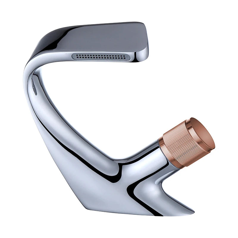Black Faucet Bathroom Sink Faucets Hot Cold Water Mixer Crane Deck  Mounted Single Hole Bath Tap Chrome Finished ELM457