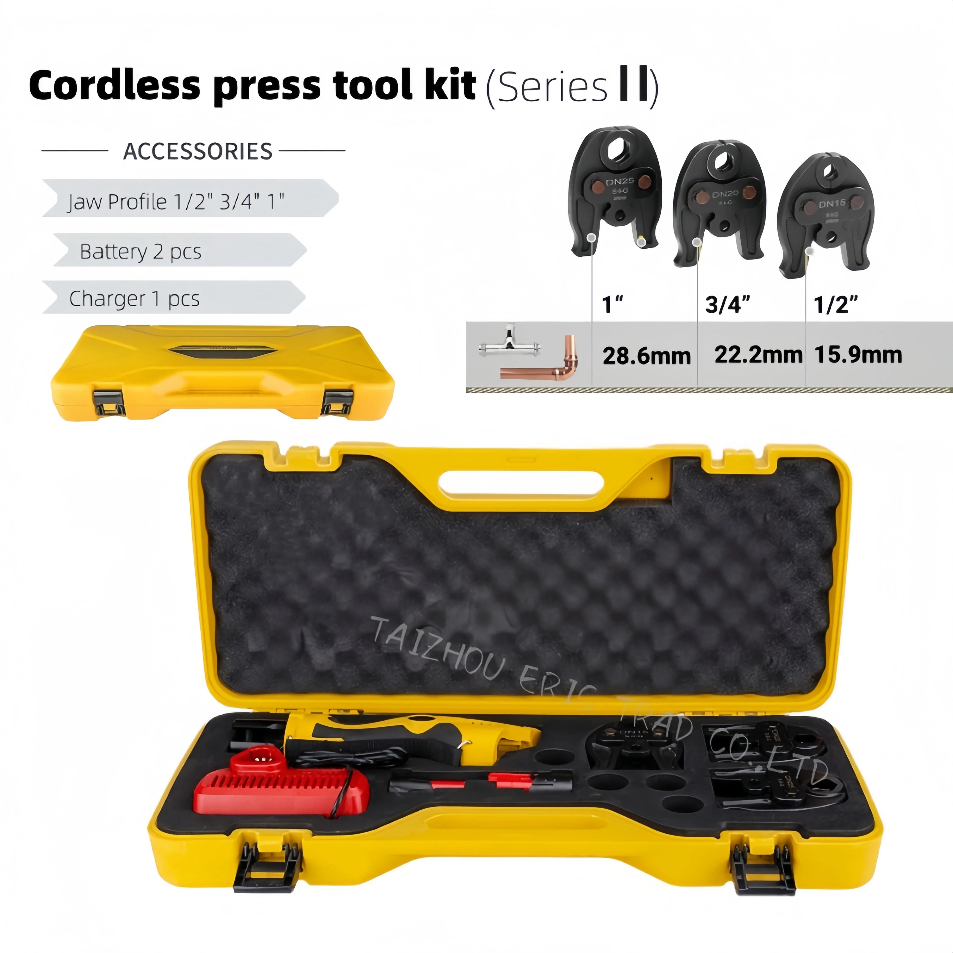 Mini HVAC Rechargeable Hydraulic Pro Press Machine HHYD-1532 Steel 1/2-3/4\" 1\"Jaws Copper Pipe Crimping Tool 220v Power Source